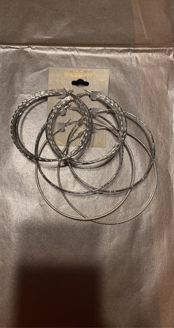 3 pack silver hoops