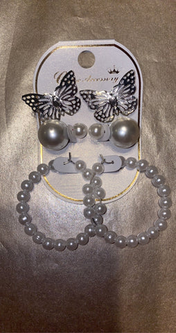 Silver N Pearl Earrings