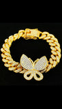 Gold Butterfly Iced Out Bracelet